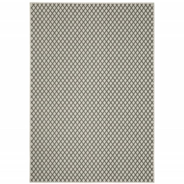 HomeRoots Beige 8 ft. x 10 ft. Loomed Geometric Polypropylene Rectangle Indoor/Outdoor Area Rug