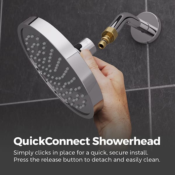 Universal 1-Spray Patterns with 1.75 GPM 7 in. Wall Mount Fixed Shower Head with QuickConnect in Polished Chrome