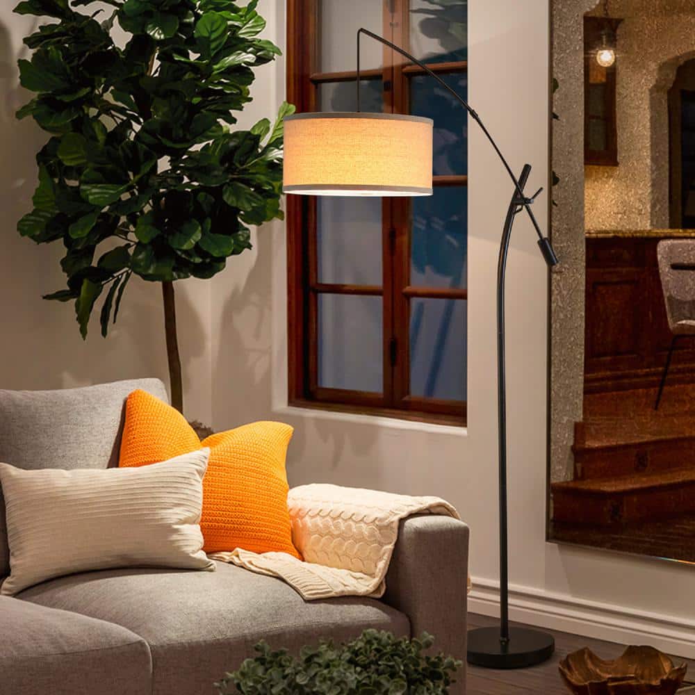 Brightech Grayson Modern Arc LED Floor Lamp - Adjustable Height, Black