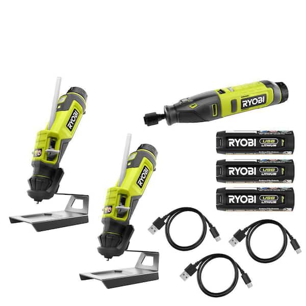 USB Lithium Glue Pen Kit w/ USB Lithium Rotary Tool, Glue Pen, (3) 2.0 Ah USB Lithium Batteries, & (3) Charging Cables