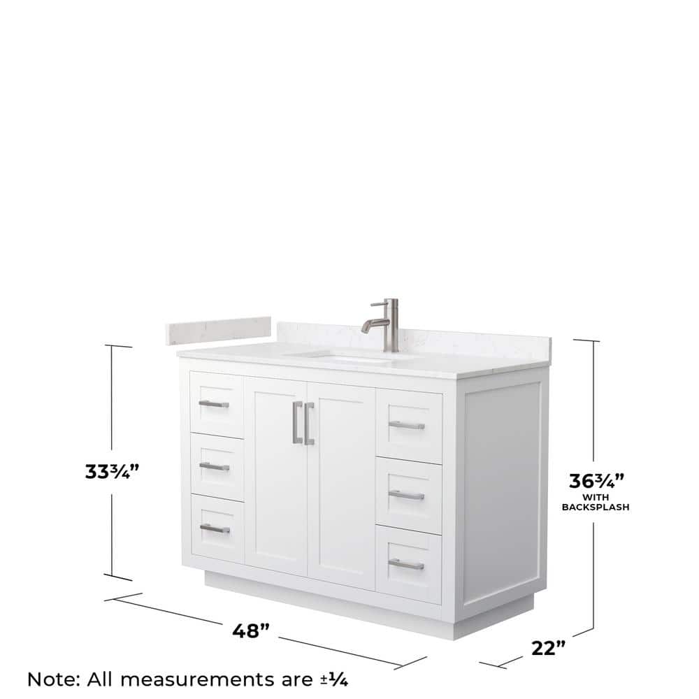 Miranda 48" White Cultured Marble Single Sink Bathroom Vanity