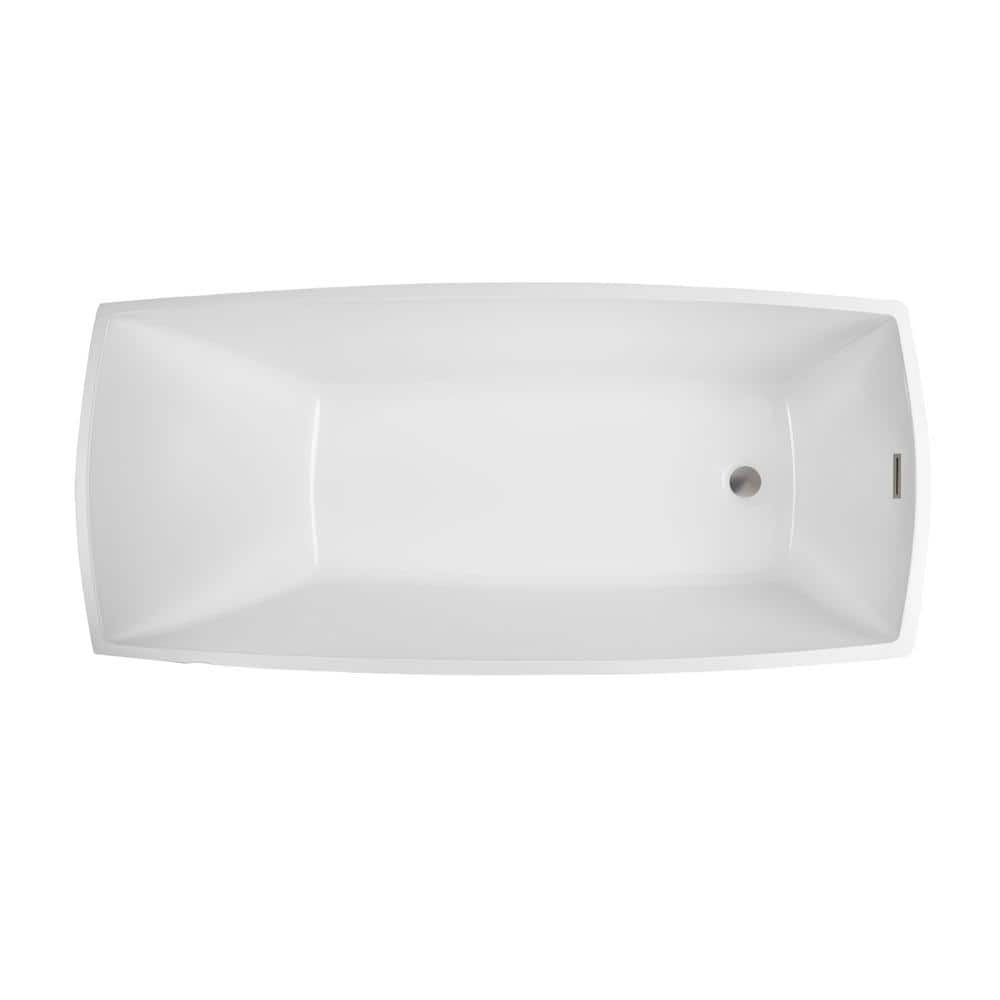 67" White Acrylic Freestanding Soaking Bathtub