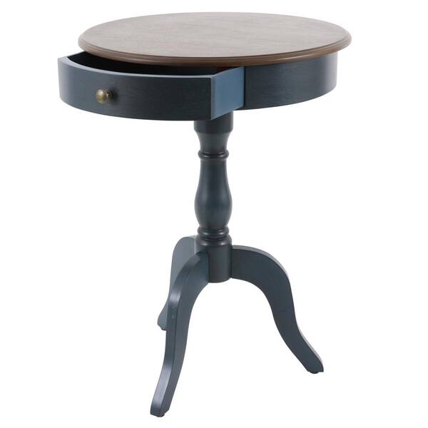 blue pedestal side table