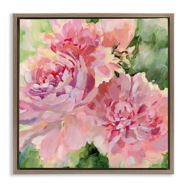 Stupell Industries Flared Peony Petals by Katrina Pete Brown Floater Frame Nature Graphic Art Print 25 in. x 25 in.