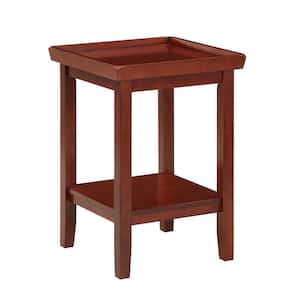 Ledgewood 18 in. Mahogany 26 in. Square Wood End Table with Shelf