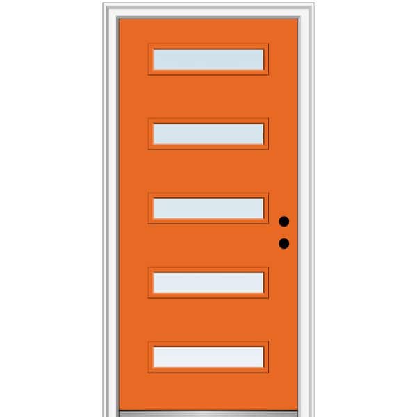 MMI Door 32 in. x 80 in. Davina Left-Hand Inswing 5 Lite Clear Painted Fiberglass Smooth Prehung Front Door on 6-9/16 in. Frame