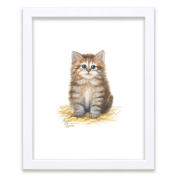 Unbranded Barnyard Littles "Kitten" by Alyssa Lewis Individual White Framed Animal Art Print 24 in. x 18 in.