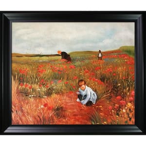 Les Coquelicots by Mary Cassatt Black Matte Framed Nature Oil Painting Art Print 25 in. x 29 in.