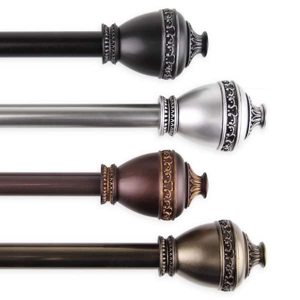 Rod Desyne 18 in. - 28 in. Telescoping Single Curtain Rod Kit in Black with Amelie Finial