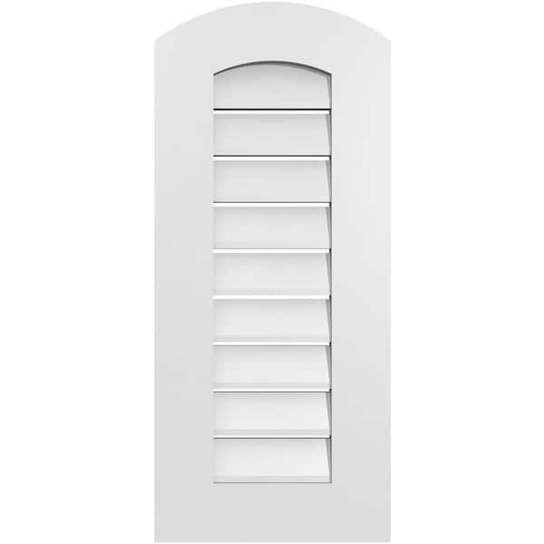 Ekena Millwork 14 in. x 30 in. Arch Top Surface Mount PVC Gable Vent: Decorative with Standard Frame