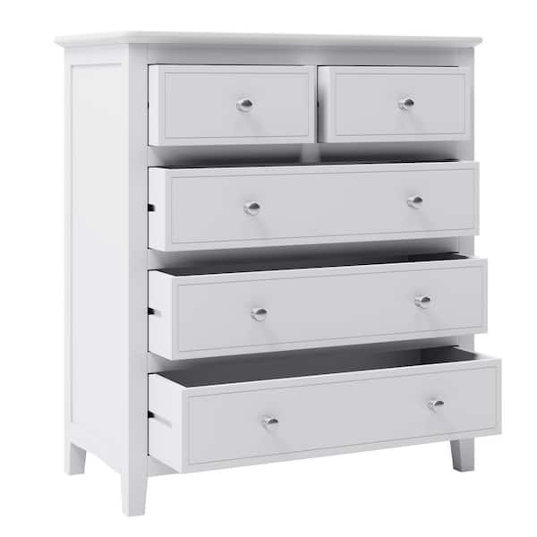 URTR White 5-Drawers Solid Wood Chest of Drawers for Bedroom Living Room Home (36 in. H x 32.6 in. W x 15.4 in. D)