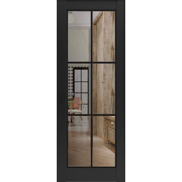 32 in. x 80 in. Solid Wood Clear Glass Black Matte Interior Door Slab