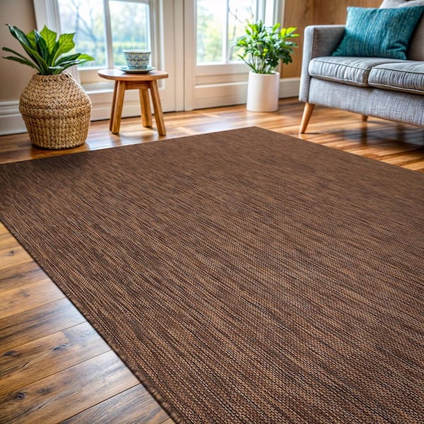 Sunshine Solid Gold 5 ft. x 7 ft. Indoor Outdoor Area Rug