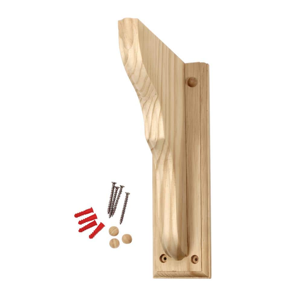 Satin Finish Pine Wood Bracket Shelf 9.75" Wall Mount