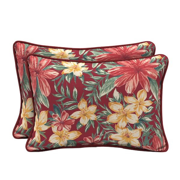ARDEN SELECTIONS 22 x 15 Ruby Clarissa Tropical Reversible Oversized Lumbar Outdoor Throw Pillow (2-Pack)