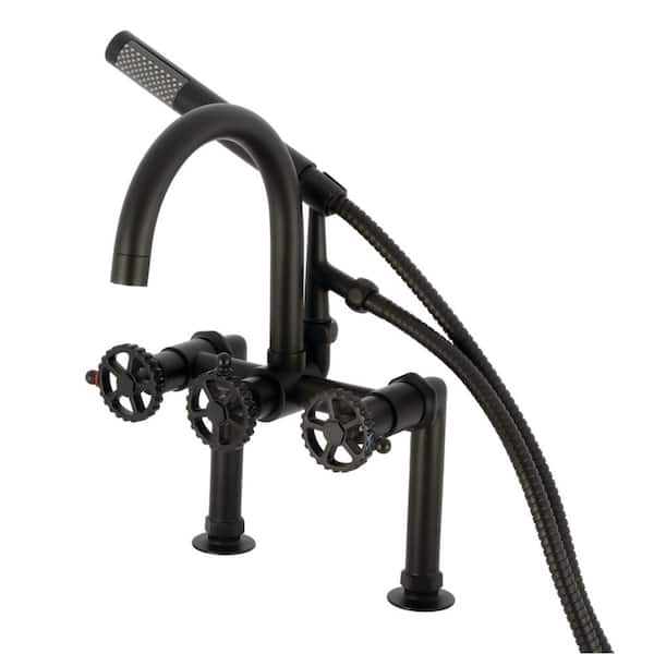 Historic Houseparts, Inc. > Bathtub Faucets > Kingston Brass KS226PXMB Kingston Wall Mount Clawfoot Tub Faucet with Hand Shower, Matte Black