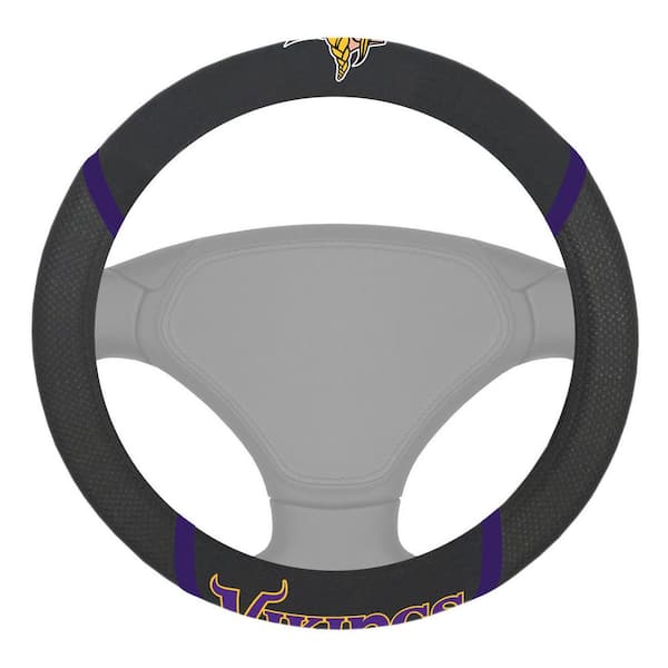 FANMATS NFL - Minnesota Vikings Embroidered Steering Wheel Cover in Black - 15in. Diameter