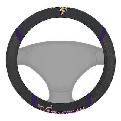 NFL - Minnesota Vikings Embroidered Steering Wheel Cover in Black - 15in. Diameter
