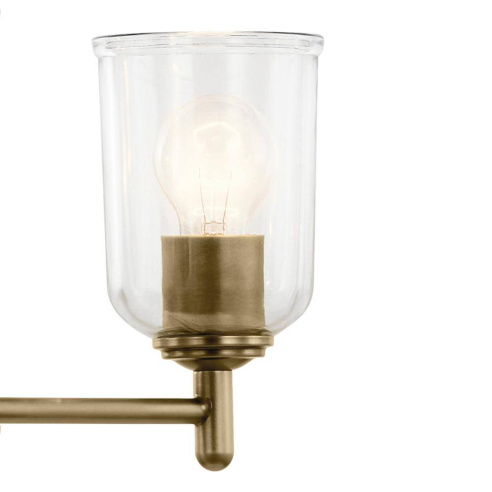Natural Brass and Clear Glass 3-Light Mini Chandelier