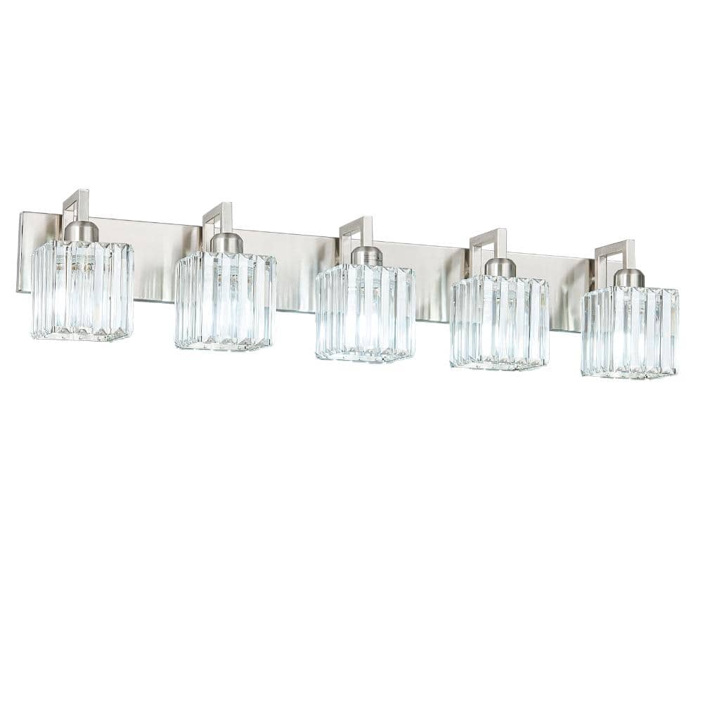36.22 in.5-Light Clear Glass Brushed Nickel Crystal Wall Light Vanity Lights  Suitable for Bathroom price history on PriceWatchPro