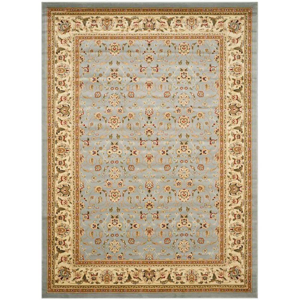 Blue Floral Motif Synthetic 8' x 10' Area Rug