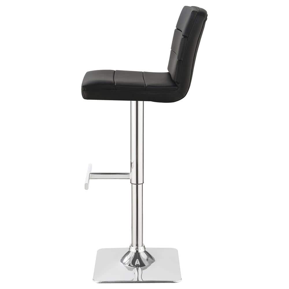 Contemporary Black Leatherette Swivel Adjustable Bar Stool