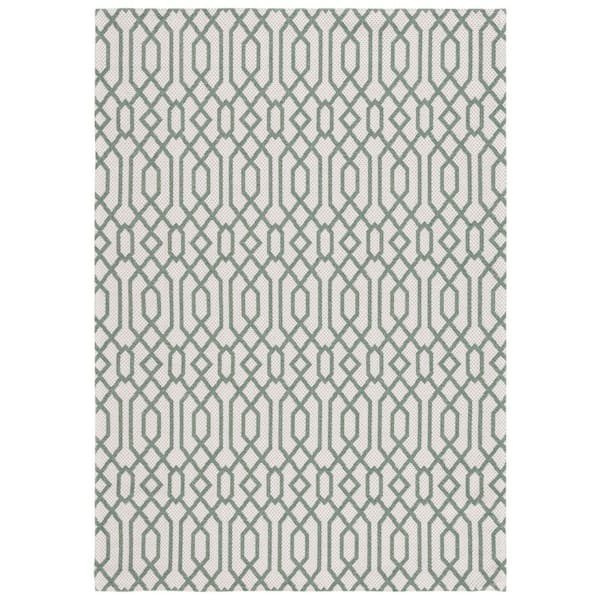 Martha Stewart 9 ft. x 12 ft. Green/Ivory Monochrome Geometric Area Rug