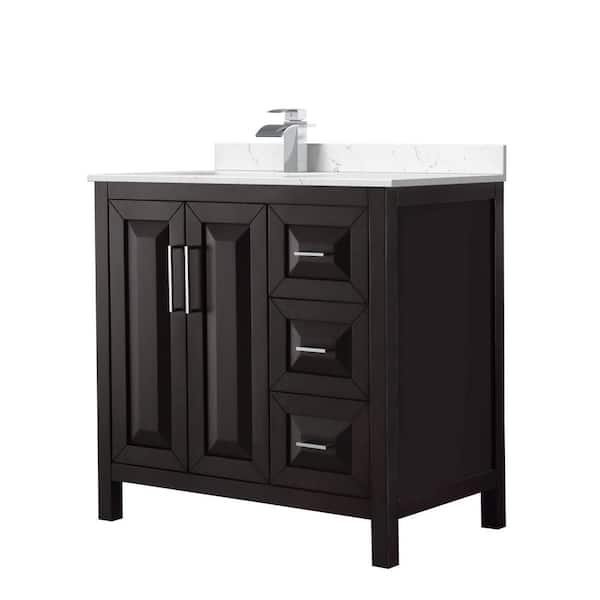 Wyndham Collection Daria 36 in. W x 22 in. D x 35.75 in. H Single Bath Vanity in Dark Espresso with Carrara Cultured Marble Top