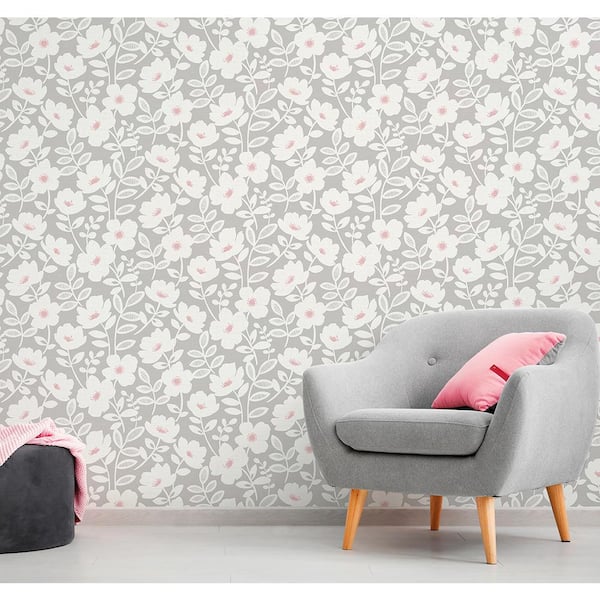 Bergman Pink Scandi Flower Strippable Roll (Covers 56.4 sq. ft.)