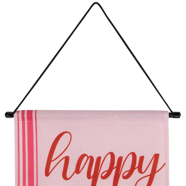 Set of 2 Pink "Welcome" and "Happy Valentine's Day" Outdoor Door Banners 71"