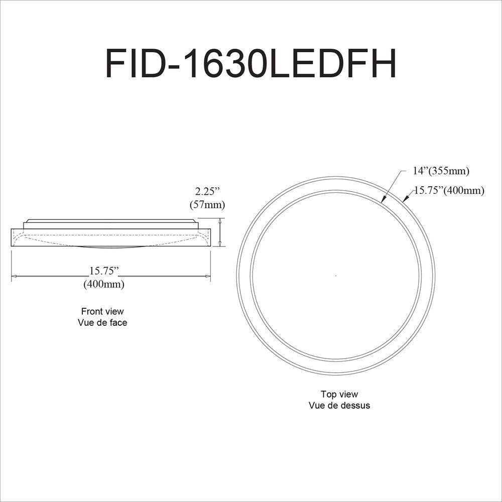 Sleek Modern 15'' Black LED Ceiling Bowl for Indoor/Outdoor Use