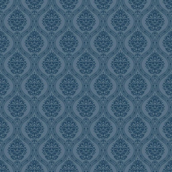 York Wallcoverings 56 sq ft. Navy Petite Ogee Pre-Pasted Wallpaper