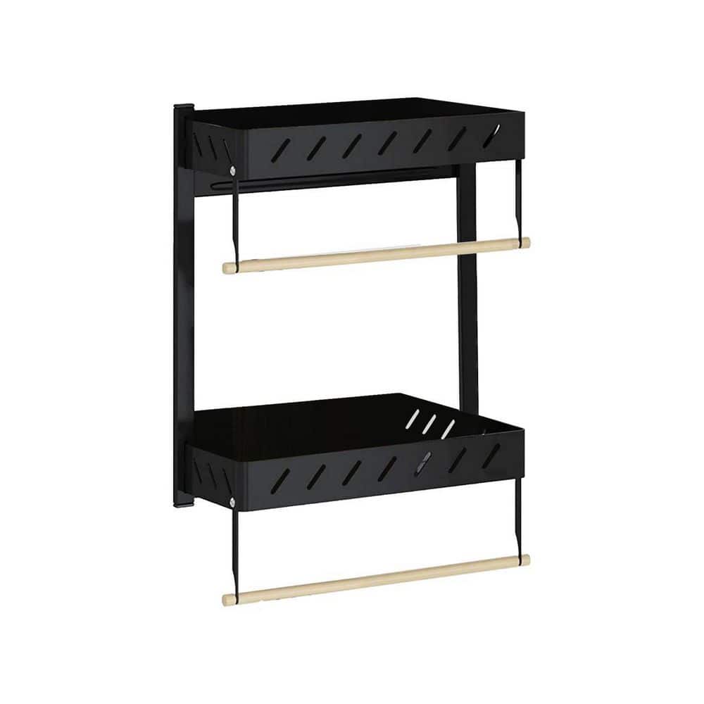 Tidoin 12.99 in. W x 5.59 in. D x 18.50 in. H Black 2Tier Metal MultiFunctional Kitchen