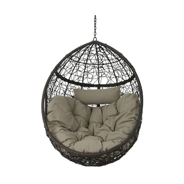 Anky 3 ft. Hanging Egg Hammock Chair with Khaki Cushion (Without Stand)