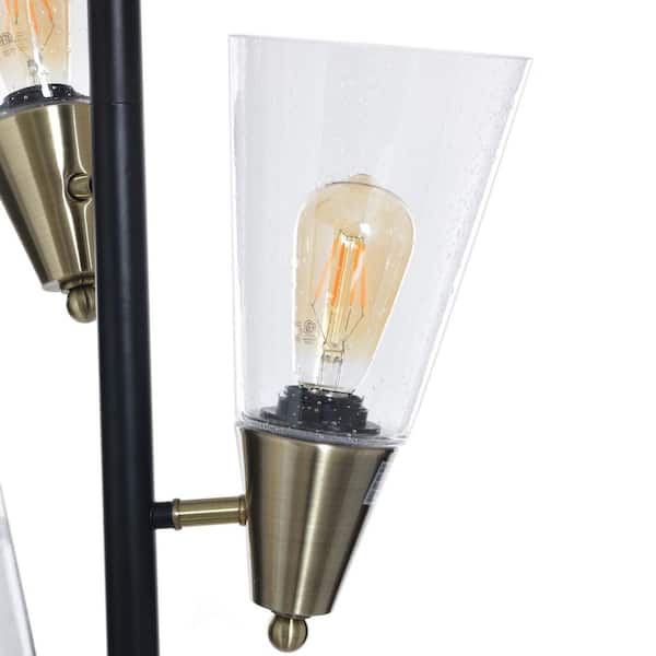 StyleCraft 70.25 in. Black Contemporary 3-Light Tree Floor Lamp