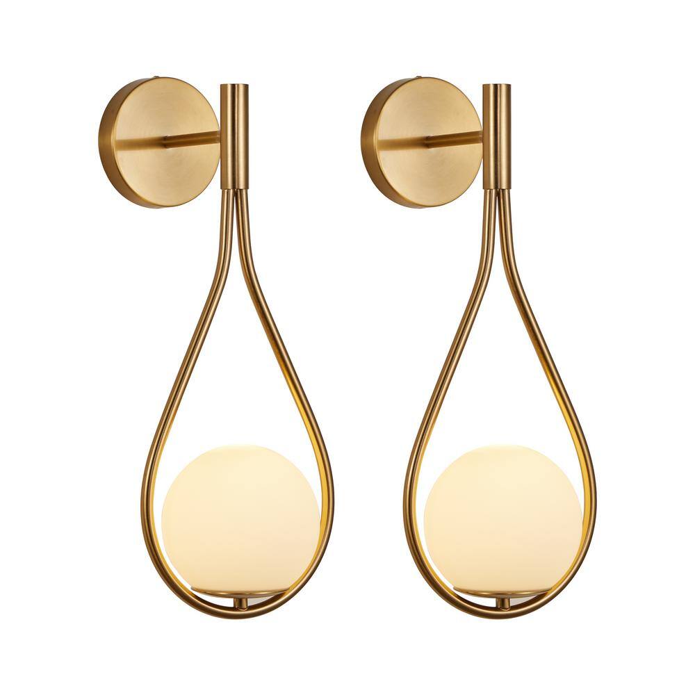 7.5 in. 1 Light Gold Wall Sconce with Droplet-shaped Fixture, 2-Piece price history on PriceWatchPro