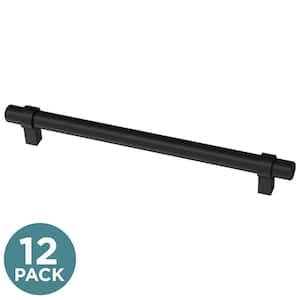 Essentials 7-9/16 in. (192 mm) Classic Matte Black Cabinet Drawer Bar Pulls (12-Pack)