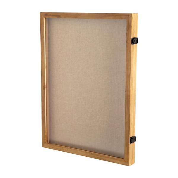 Carnegy Avenue Peyton 18x24 Shadow Box Display Case with Linen Liner, 8 Push Pins and Solid Pine Wood Frame in Weathered Brown