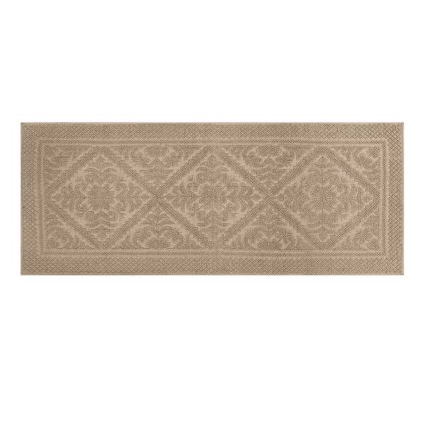 Better Trends Provence Collection Beige 20 in. x 60 in. 100% Cotton Bath Rug