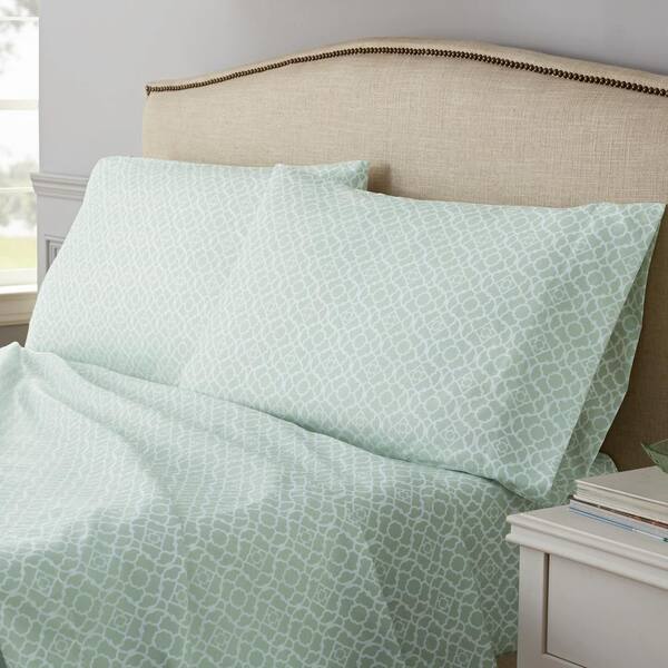 Waverly Lovely Lattice 4-Piece Pale Green Polyester King Sheet Set