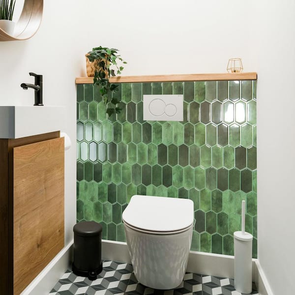 Green 12 in. x 12 in. Vinyl Peel and Stick Backsplash, Self-Adhesive Wall Tiles for Bathroom, Kitchen (10-Pack)