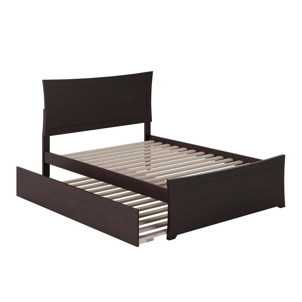 Espresso Full Platform Bed with Trundle and Slats