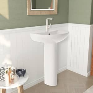 20.5 in. White Ceramic Pedestal Sink Combo with 25 in. Base in White