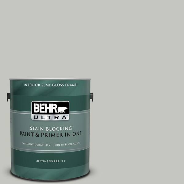 BEHR ULTRA 1 gal. #UL260-16 Silver Sateen Semi-Gloss Enamel Interior Paint and Primer in One