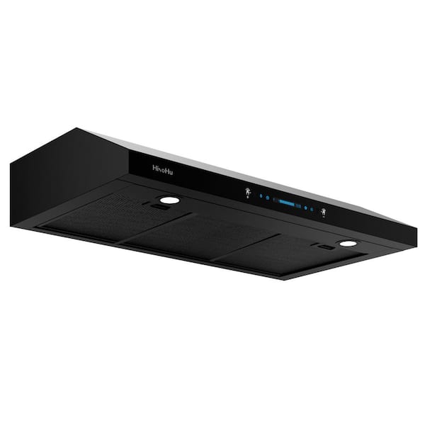 HisoHu 36 in. 900 CFM Ducted Under Cabinet Range Hood with Lights in Black Teflon Stainless Steel