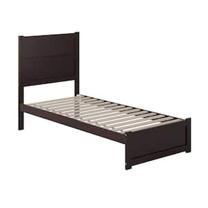 NoHo Espresso Twin Solid Wood Extra Long Storage Platform Bed with Footboard