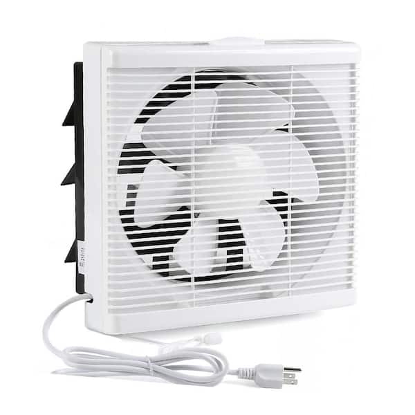 460 CFM White Electric Power Gable Mount Exhaust Fan Ventilation with 2-Way Airflow and Quiet Motor for Home Greenhouse