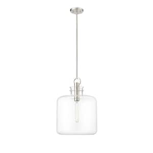 Hayloft 60-Watt 1-Light Brushed Nickel Pendant-Light Clear Shade