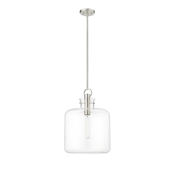 Millennium Lighting Hayloft 60-Watt 1-Light Brushed Nickel Pendant-Light Clear Shade