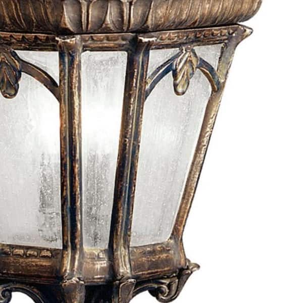 Tournai 3-Light Londonderry Outdoor Porch Hanging Pendant Light with Clear Seeded Glass (1-Pack)